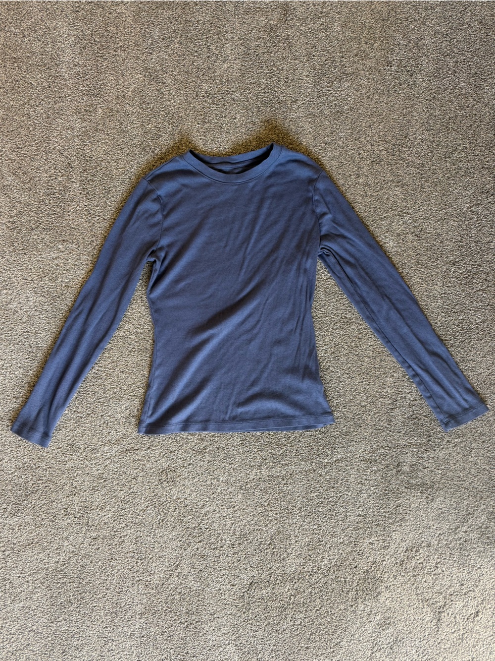 A New Day Women’s Slim Fit Long Sleeve Ribbed Top Dark Blue Extra Small